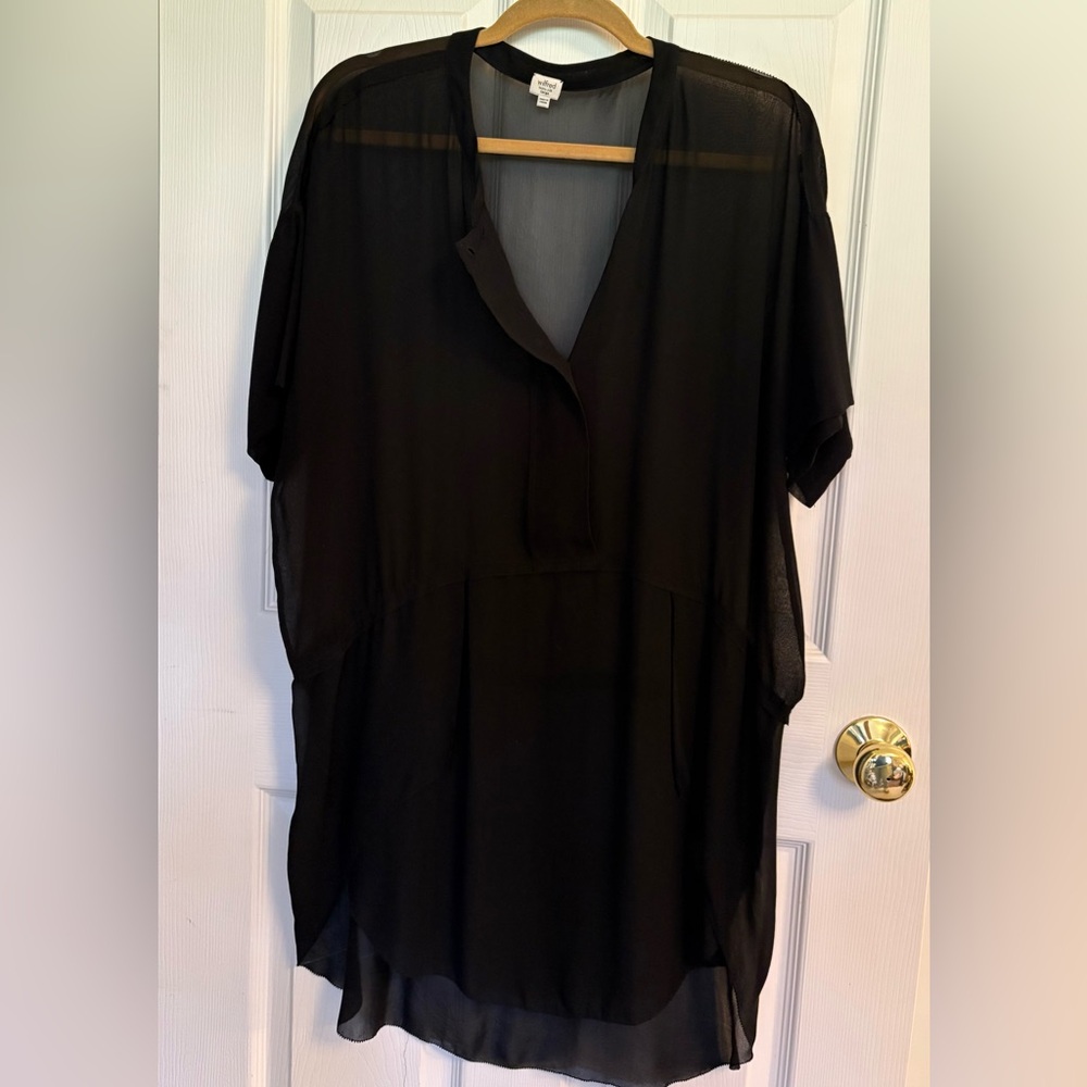 Aritzia Wilfred Black Sheer Tunic Top
